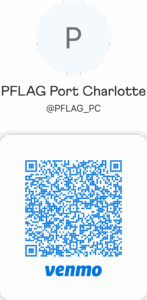 A QR code to donate to PFLAG Port Charlotte. Our Venmo username is @PFLAG_PC.